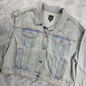 Wild fable distressed cropped light wash denim jacket